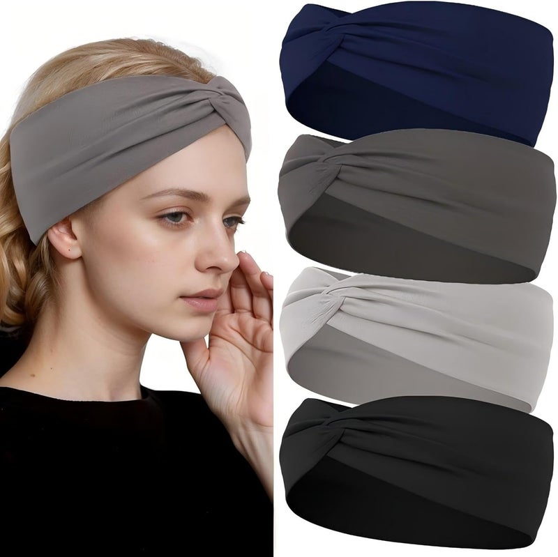 Luuao 12 Pcs Stretchy Sport Headbands for Women,Absorbed Sport Headband Soft Twist Knotted Headbands for Yoga, Workout Daily Life - Image 1